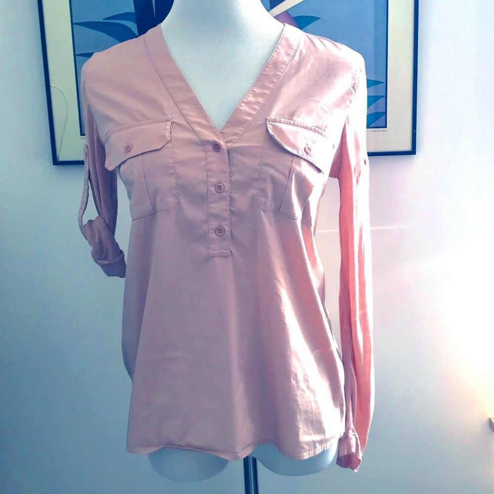 BCBGMaxAzria Blush Long-Sleeve Top/Tunic